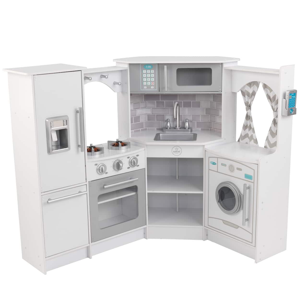 KidKraft Ultimate Corner White Play Kitchen With Lights & Sounds